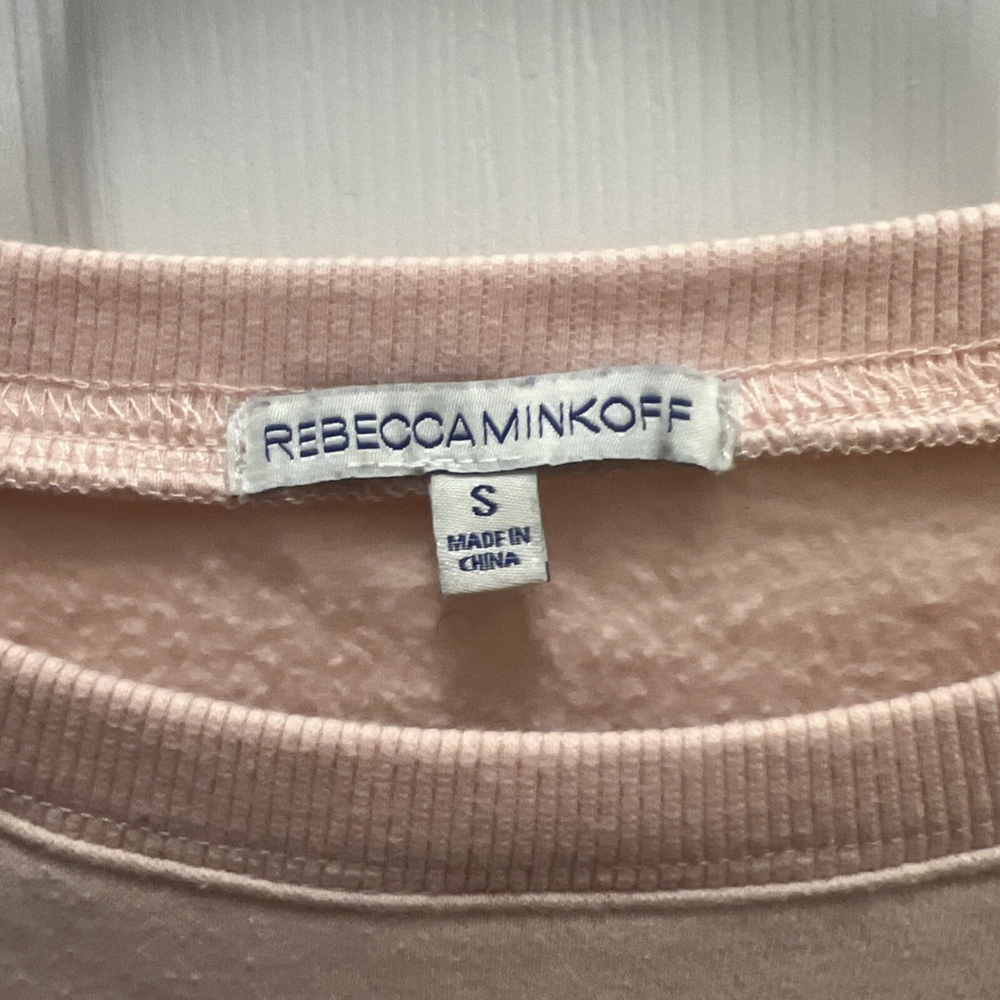 Rebecca Minkoff Morgan Eyelet Scalloped Sweatshirt Pink Womens Small - Picture 5 of 6